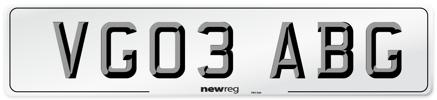 VG03 ABG Number Plate from New Reg